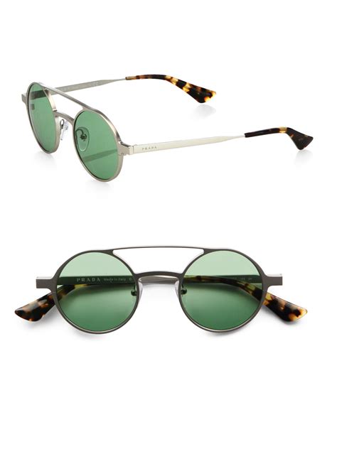 prada round silver sunglasses|cost of prada sunglasses.